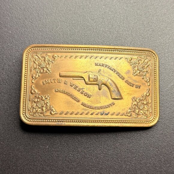 Belt Buckle - Vintage Smith & Wesson "Pistol Case" (Bronze) - Picture 1 of 2